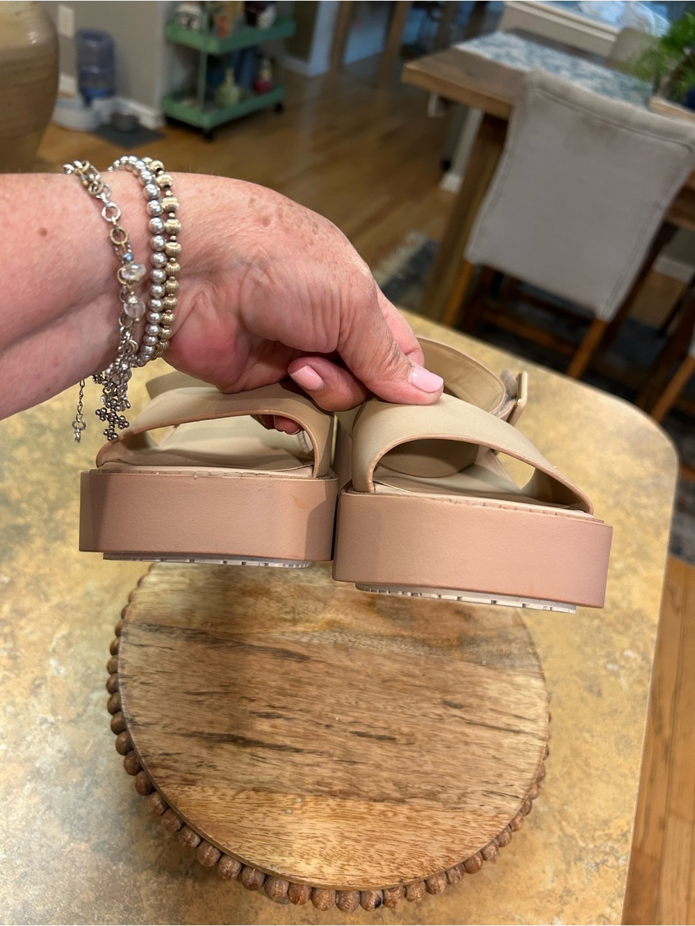Naked Feet Iconoclost  Rosette Block Heel Sandal with Ankle Strap - Picture 13 of 15